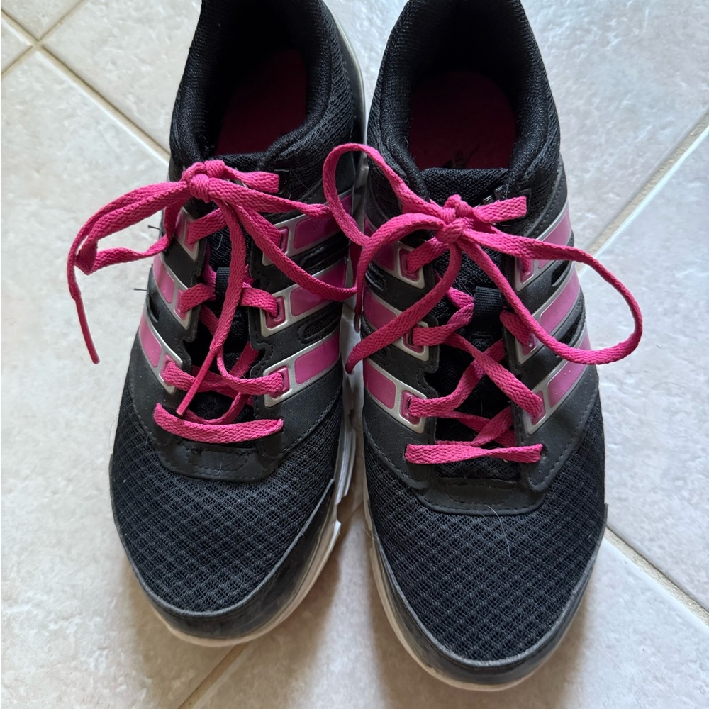 Adidas Run Strong Black and Pink Athletic Shoes with Breathable Mesh